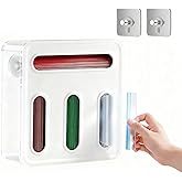 Food Storage Bag Organizer, 4 in 1 Plastic Sandwich Bag for Kitchen Storage, Holds Gallon, Quart, Sandwich, Snack & Slider Bags, Wall Mount & Drawer Baggie Organizer, BPA Free, White, Local Stock