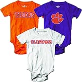 Wes and Willy Baby College Team 3 Pack of Cotton Rompers