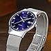 Men's Elite Sport Quartz Watch Male Silver-Tone Ultrathin Stainless Steel Mesh Band Watch With Date Blue