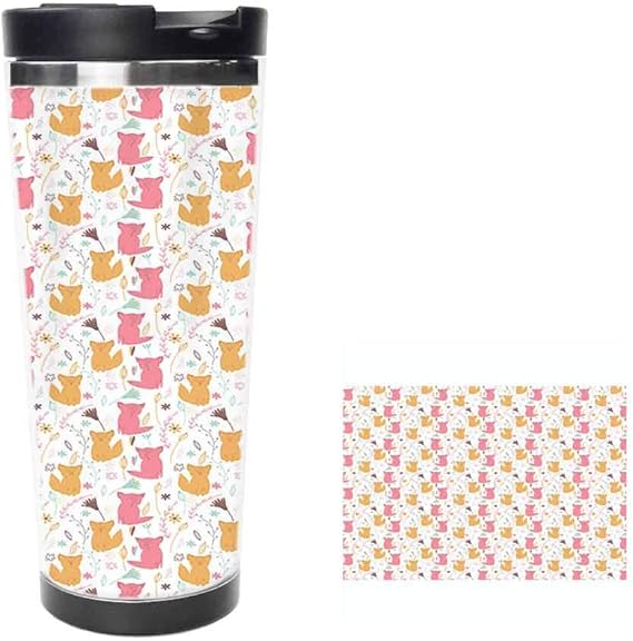 Amazon 手描きの男性と女性のふわふわペルシャ猫の数字のイラスト 水筒 魔法瓶 真空断熱ボトル 保温保冷 ステンレス 二重構造 直飲み スポーツボトル ステンレスボトル 旅行 14oz400ml 水筒 マグボトル オンライン通販