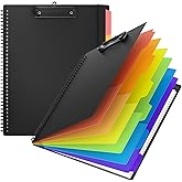 NORDUN Plastic Clipboard Folio Folders with 2 Legal Pads for Letter Size | Hardcover Storage Clipboards,6 Extra Plastic Colour Dividers with 12 Pockets,for Office Nurses School