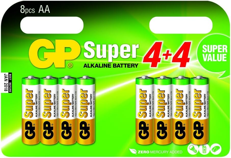 GP Alkaline Battery AA/LR6 1.5v Super Pack 8 [GPALKAA03] Amazon.ca