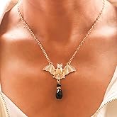Yalice Halloween Black Crystal Necklace Chain Gothic Bat Pendant Necklaces Witch Jewelry for Women