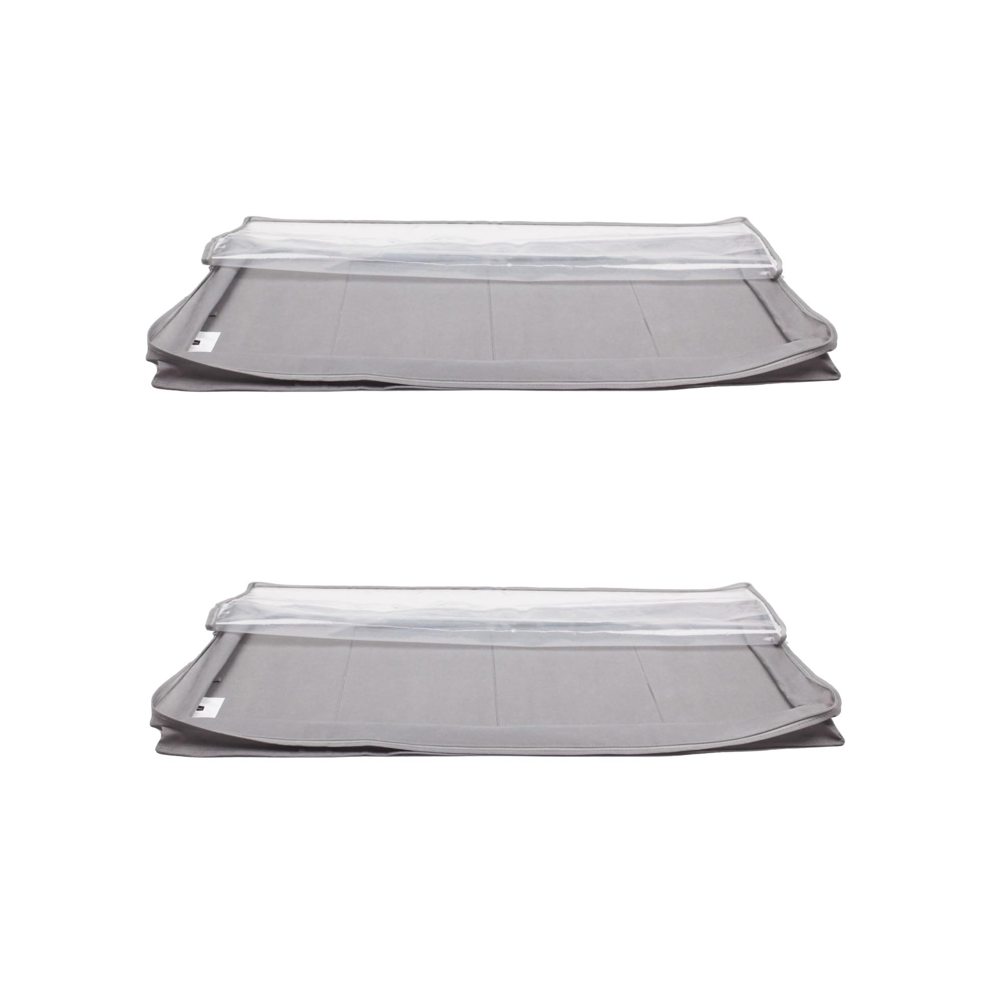 Amazon Basics Underbed Storage Bag with Zipper and Transparent Vinyl Top, 2-Pack, Grey, 45.7 x 106.7 x 15.2 cm