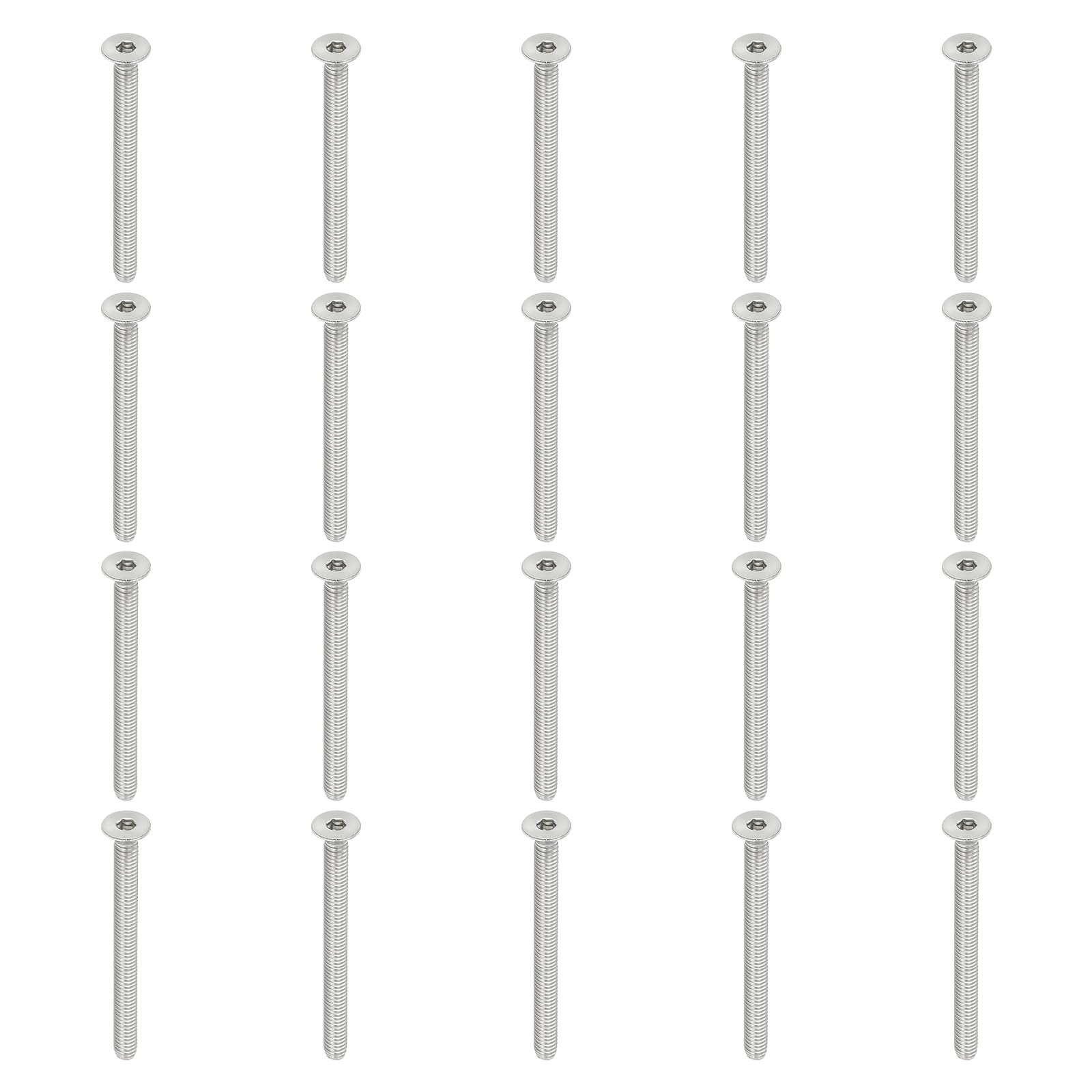 PATIKIL M4 x 45mm Flat Head Socket Cap Screws, 30 Pack 304 Stainless Steel 18-8 Machine Screws Flat Countersunk Bolts Hex Socket Drive Fasteners Grade 6.8 — image 1