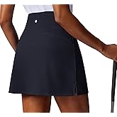 PINSPARK Golf Skirts for Women High Waisted Tennis Skirt with 2 Pockets UPF 50+ Stretch Athletic Skirt for Pickleball Workout