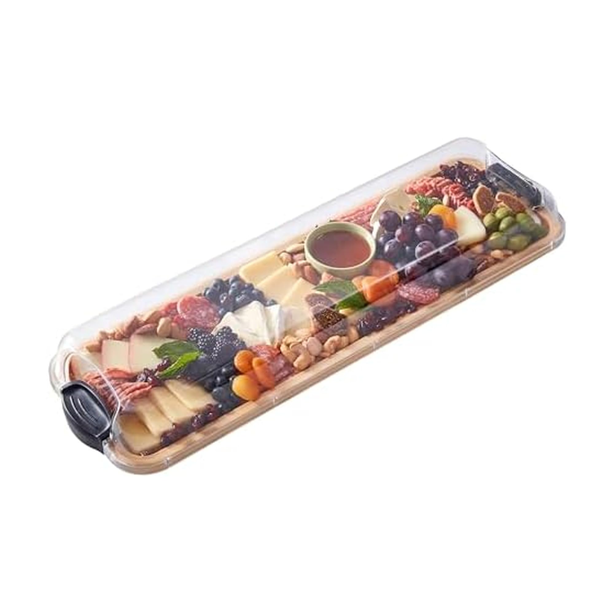 Photo 1 of **MISSING LID***FARBERWARE Rectangular Build-a-Board Cutting Board with Single Compartment and Clear Locking Lid for Charcuterie, Snacks, and More, Bamboo