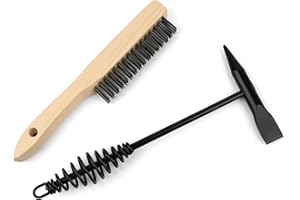 PEASUG 2 Pack Welding Chipping Hammer and Wire Brush Set – 11" Hammer with Coil Spring Handle, Cone and Vertical Chisel and 9.8" Stainless Steel Brush for Slag, Spatter, Residue Removal