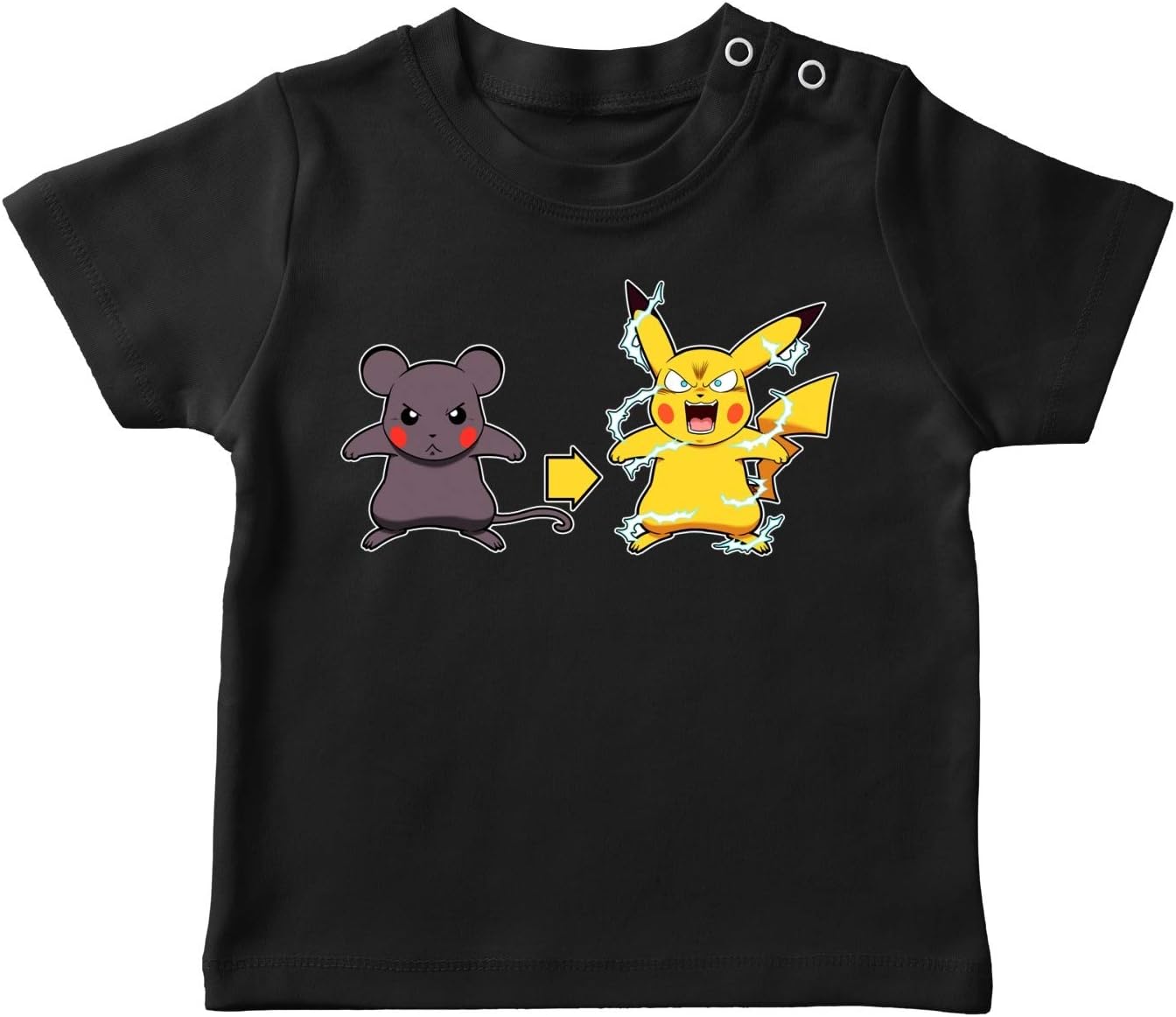 Okiwoki Funny Pokémon Parodies Black Baby's T-Shirt - Pikachu (Pokémon Parodies Parody) (Ref:1069)