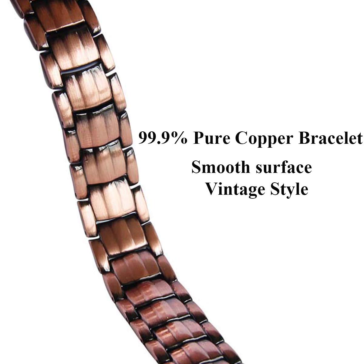 Vinca Mascot Copper Magnetic Bracelet Double Strong Magnets Wristband Therapy for Arthritis Pain Relief, Rose Gold