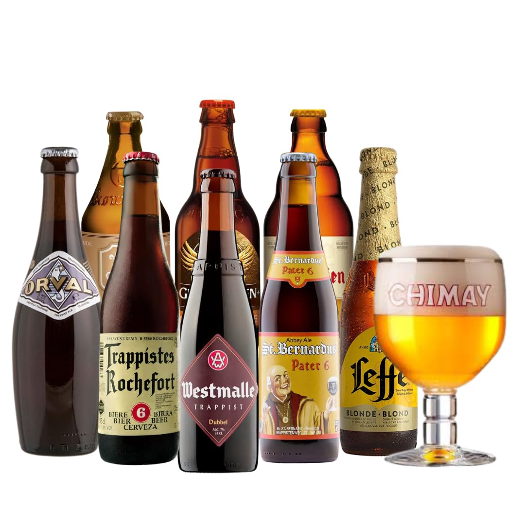 Belgian Trappist & Abbey Mixed Case – 8 Pack Mixed Case with Chimay Glass