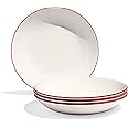 Made In Cookware - Set of 4 - Entrée Bowls - White With Red Rim - Porcelain - Crafted in England