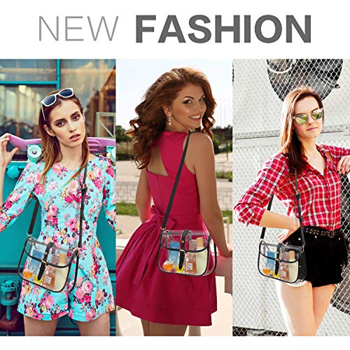 Y&R Direct Clear Purse Clear Bags for Women Stadium Approved Large PVC Gifts (Black-01)