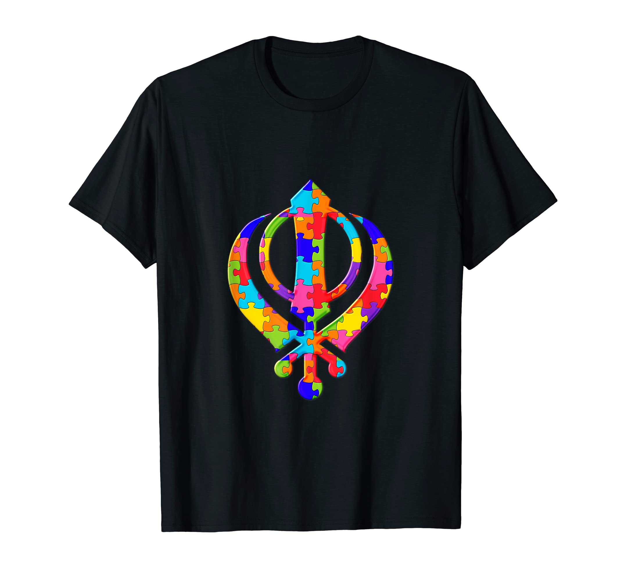 Khanda Sikhism Puzzle Autism Puzzle T-Shirt