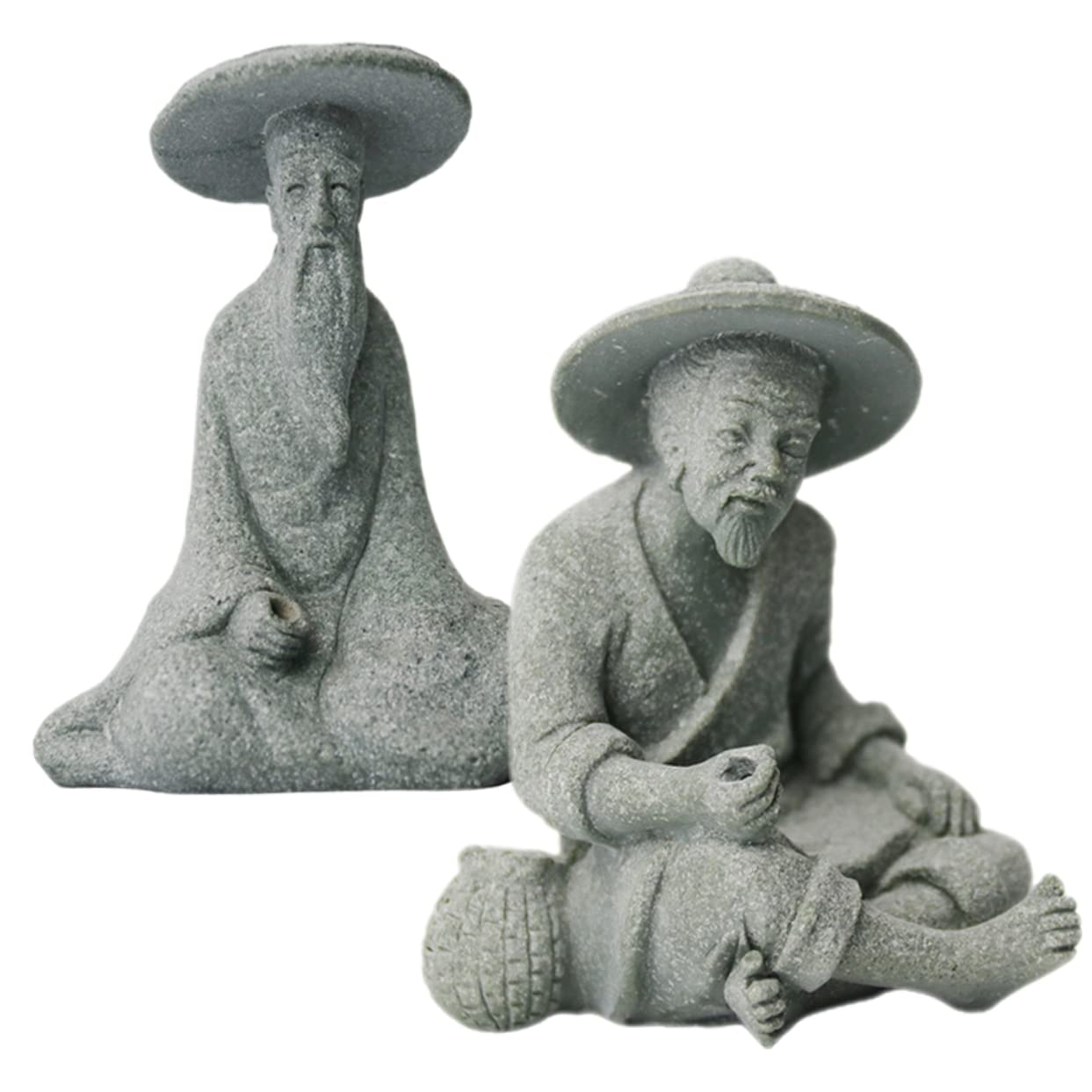 OFFSCH 2pcs Fisherman Statue Car Dash Accessories Fishing Decor Fisherman Fish Tank Decor Cars Accessories Bonsai Decors Car Ornament Chinese Sandstone Dining Table Succulent Plants Elder