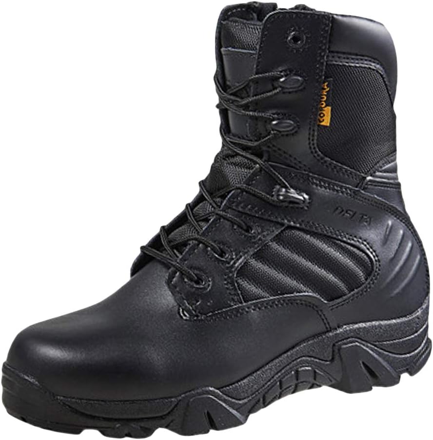 Wygwlg Bottes de Combat en Cuir Noir pour Hommes Bottes Tactiques de l ...
