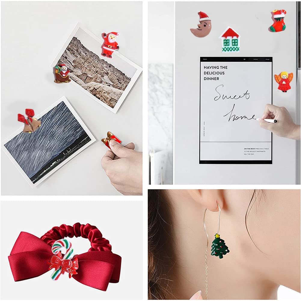 100pcs Christmas Slime Flatback Charms, Assorted Craft Resin Ornaments Miniature Ornaments Set, Santa Snowman Tree Bell Resin Decoration for Craft Making, Ornament Scrapbooking DIY Crafts