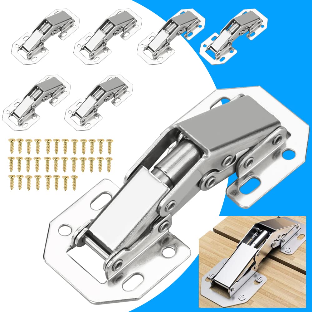 EMAGEREN 8 Pcs Cabinet Hinges - 90 Degree Full Overlay Hinges Soft Close Kitchen Cupboard Hinge Concealed Hinge with Screws for Drawer, Window & Cupboard Doors