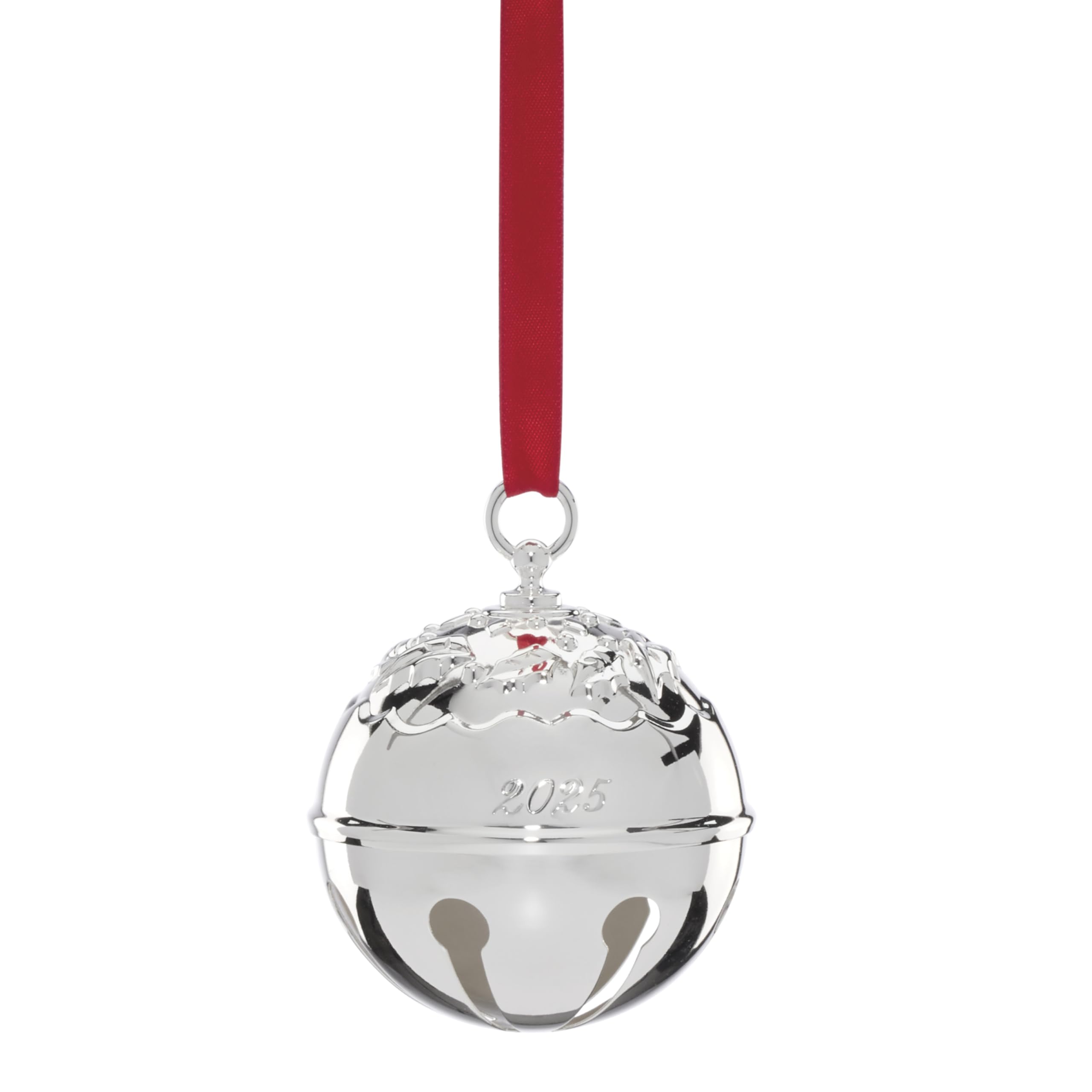Reed and Barton Ornament, 2025 Holly Bell Silverplate Ornament, Made from Metal, Beautiful Christmas Tree Decoration with Red Ribbon for Hanging, Christmas Decor, Winter Decor (Silver, 1 Piece) Image