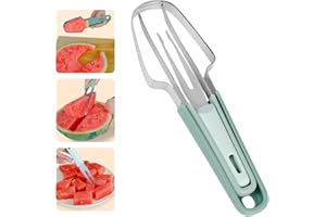 VEKAYA 3-in-1 Watermelon Cutter Slicer Tool, Stainless Steel Watermelon Cutter, Popsicle Mold Watermelon Slicer, Watermelon Fork Slicer Cutter, Portability Fruit Fork for Camping Kitchen Gadgets (Green)