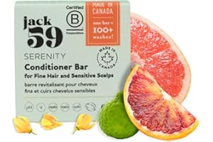 Natural Conditioner Bar for Fine Hair and Sensitive Skin, Low-Comedogenic, Itchy Scalp Relief, Citrus-Earthy Blend, Sulfate, 