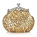 Chicastic Full Sequin Mesh Beaded Antique Style Wedding Evening Formal Cocktail Clutch Purse - Gold