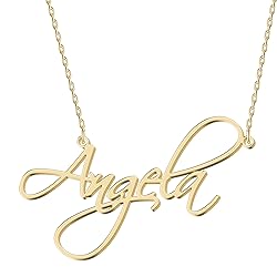 UMAGICBOX Personalized Angela Name Necklace 18K