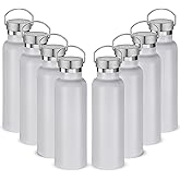 Neihepal 20 oz Insulated Water Bottles,Stainless Steel Double Wall Sport Bottle with Lid of Handle (8, White)