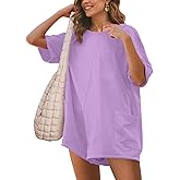 Glamaker Women's Summer Oversized Tee Romper Casual Workout Athletic Romper Onesie Backless Loose Shorts Jumpsuit Overalls