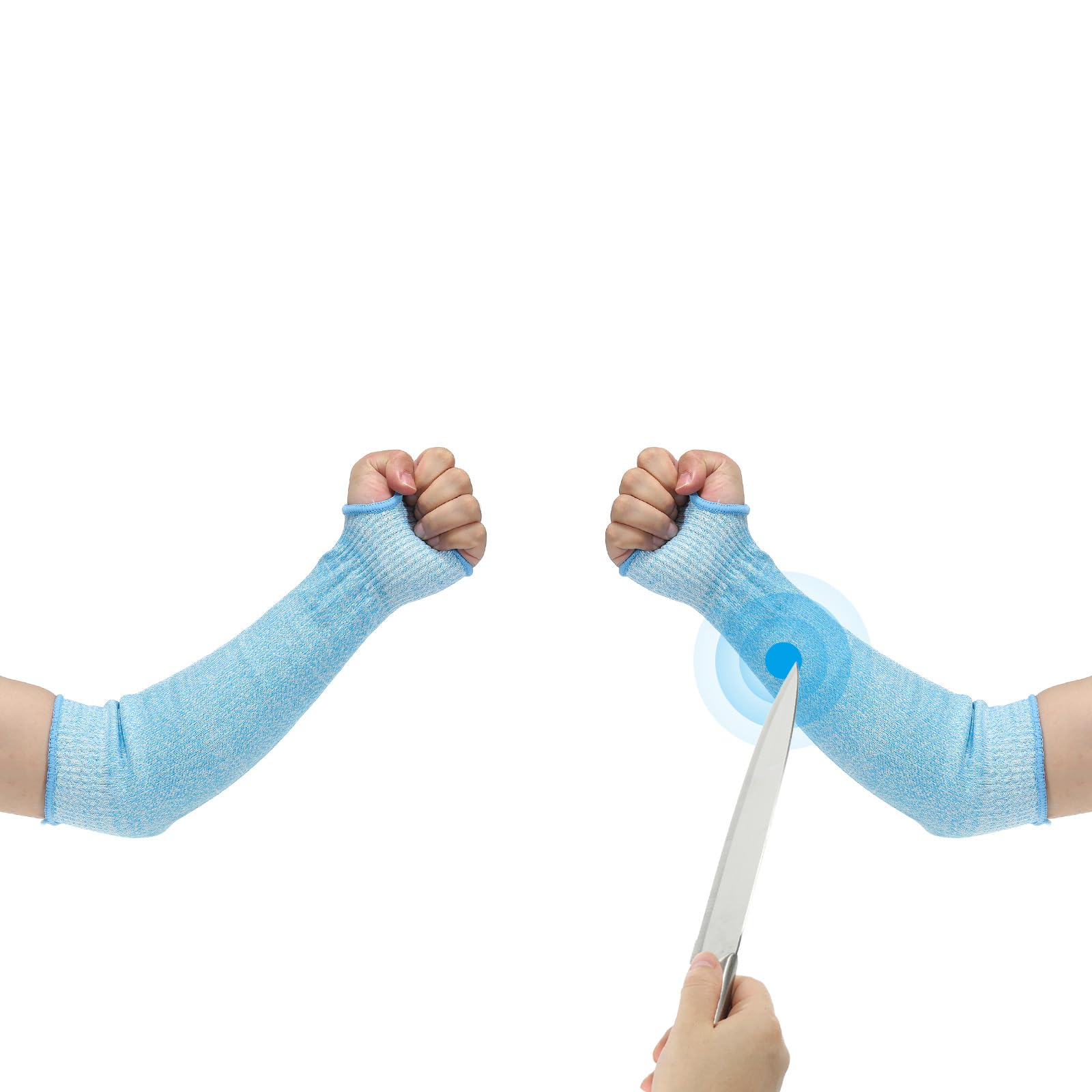 PATIKIL 16 Inch Cut Resistant Sleeve, Arm Safety Protectors Sleeves with Thumb Hole Level 5 Protection Forearm Guard Sleeves for Thin Skin and Bruising, L, Sky Blue
