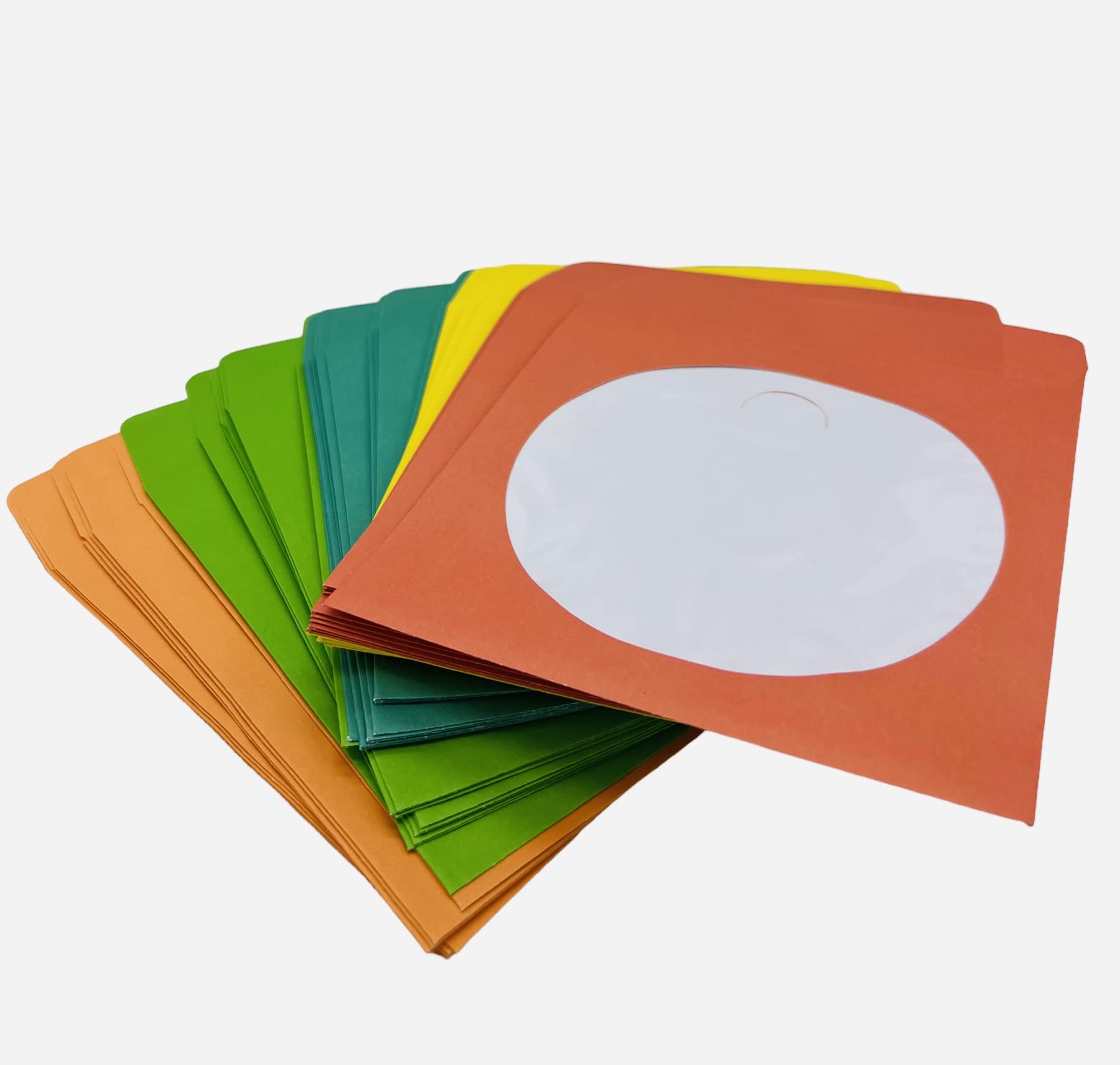 DragonTrading CD Envelope, 100 Pack with Window and Flap, Colored Sleeves for Disc Protection