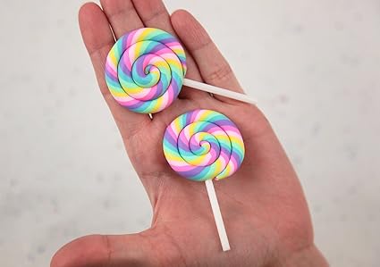 Amazon Com Fake Lollipops 80mm Huge Pastel Rainbow Swirl
