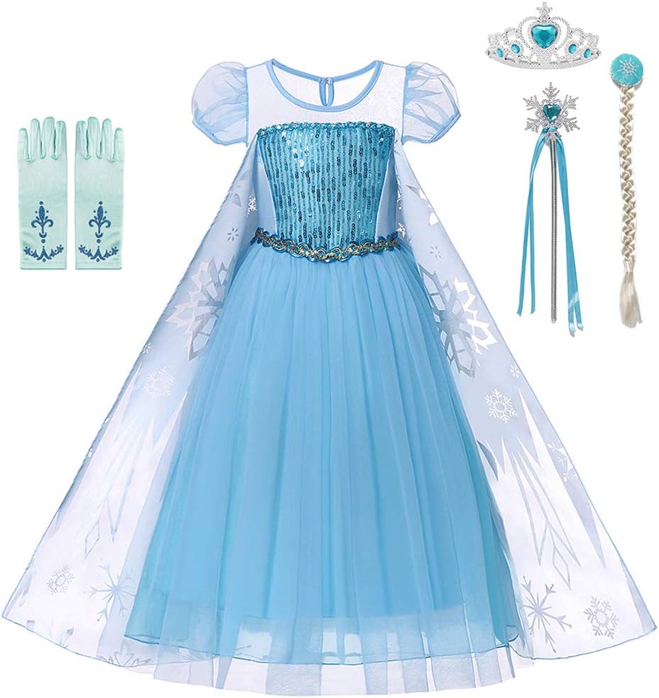 YOFEEL Girls Princess Costume Dress Up Blue Dresses for Halloween Cosplay