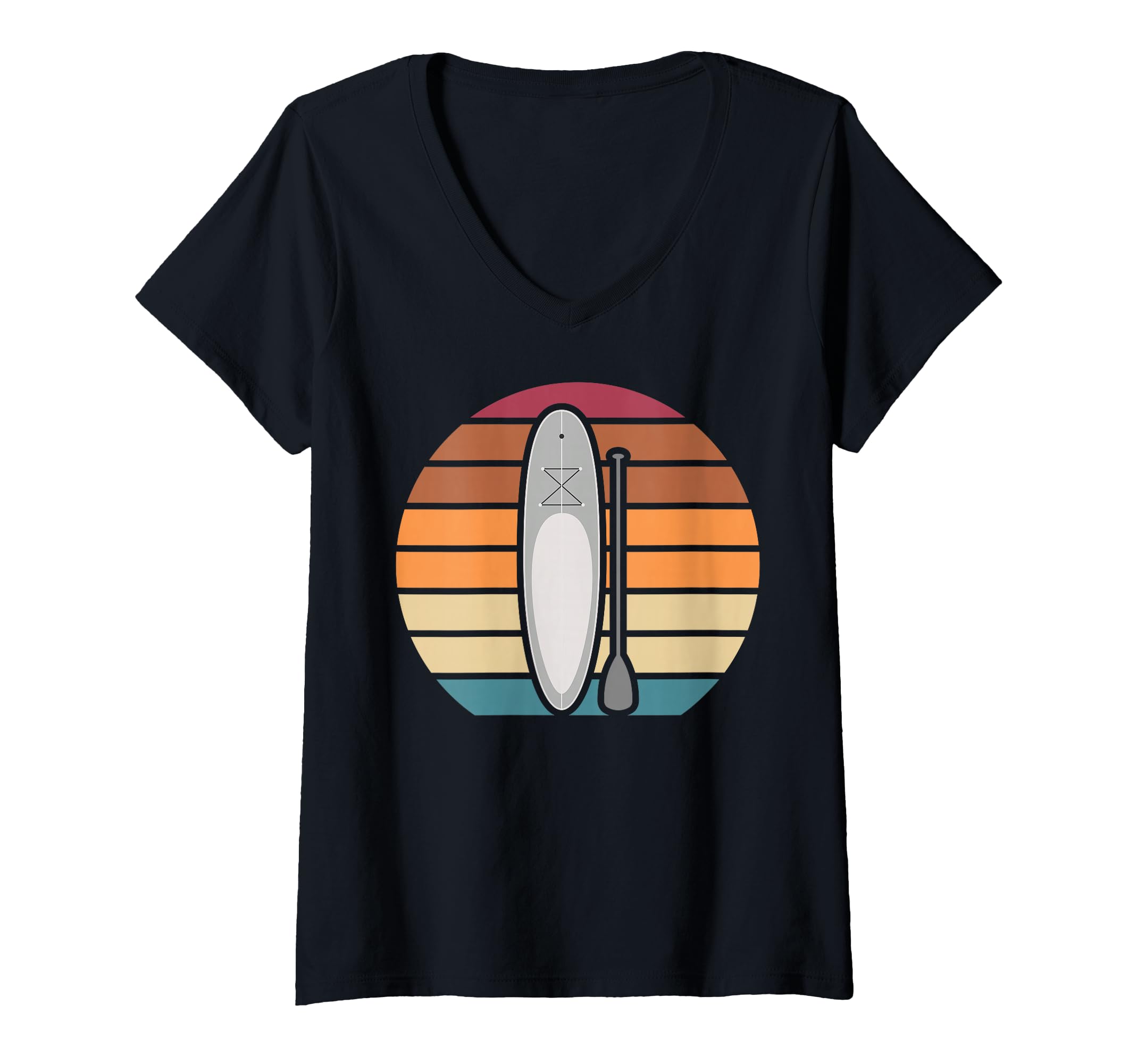 Womens Retro Stand Up Paddling Paddleboard Paddling SUP V-Neck T-Shirt