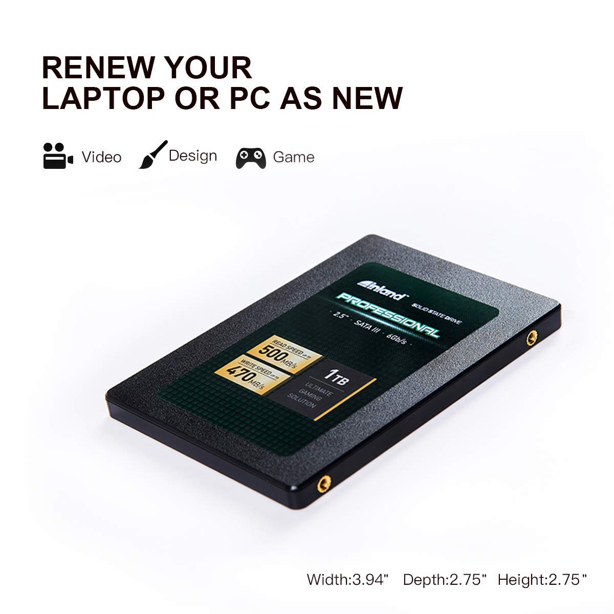 INLAND Professional 1TB SSD 3D NAND SATA III 6Gb/s 2.5