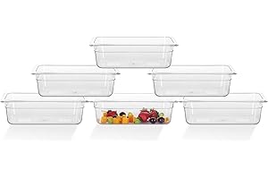 FSUON 6 Pack NSF Food Pans, 1/3 Size 4 Inch Deep Clear Polycarbonate Food Pan, Commercial Food Storage Containers, Restaurants, Kitchens, Cafeterias