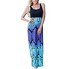 Happy Sailed Women Boho Sleeveless Printed High Waist Casual Maxi Dress
