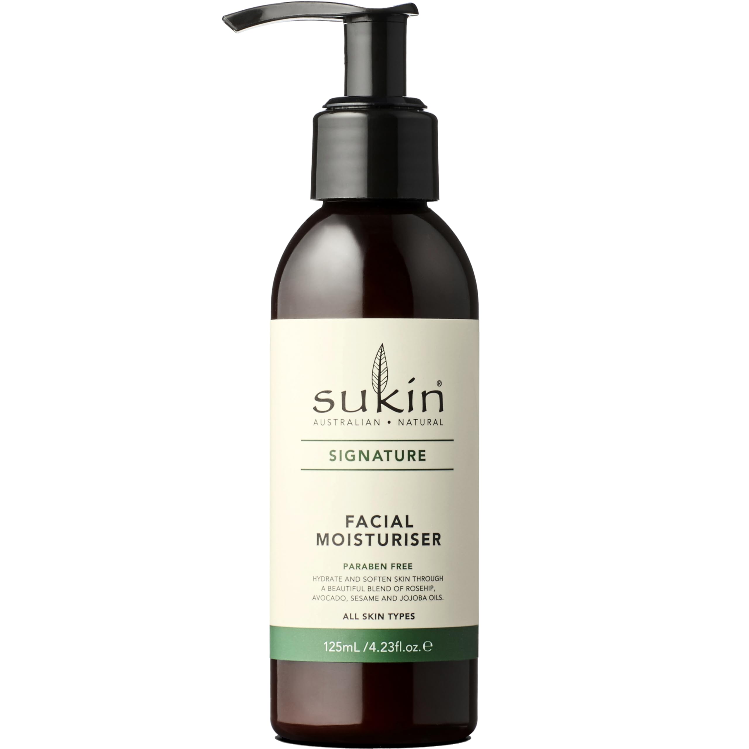 Sukin Signature Facial Moisturiser 125ml - with Vitamin E; cruelty free & vegan friendly - nourishes, softens & protects the skin’s moisture barrier.
