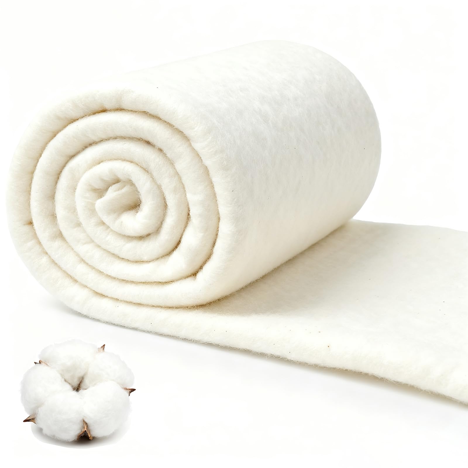 Photo 1 of Natural Cotton Batting for Quilting, Upholstery & Sewing Crafts - 200gsm Mid-Weight, 48" X 5 Yd - Batting by The Roll, for Couch Cushions, Chair Seats, DIY Projects, Quilting & Furniture Repair