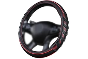 Flying Banner car Steering Wheel Cover Faux Leather Massage Universal fit 3D Honeycomb Hole Anti-Slip Sporty 15 Inches (Red Black)