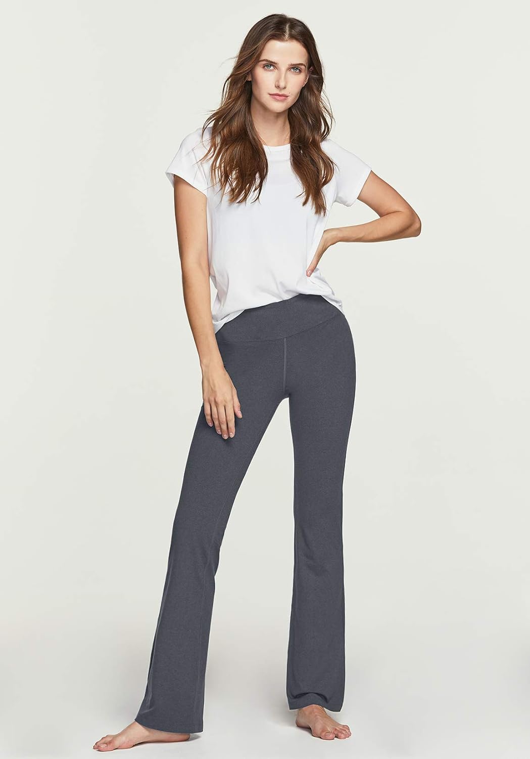 TSLA Womens Bootcut Yoga Pants with Pockets, Tummy Control High Waist Bootleg Yoga Pants, 4 Way Stretch Workout Pants : Clothing