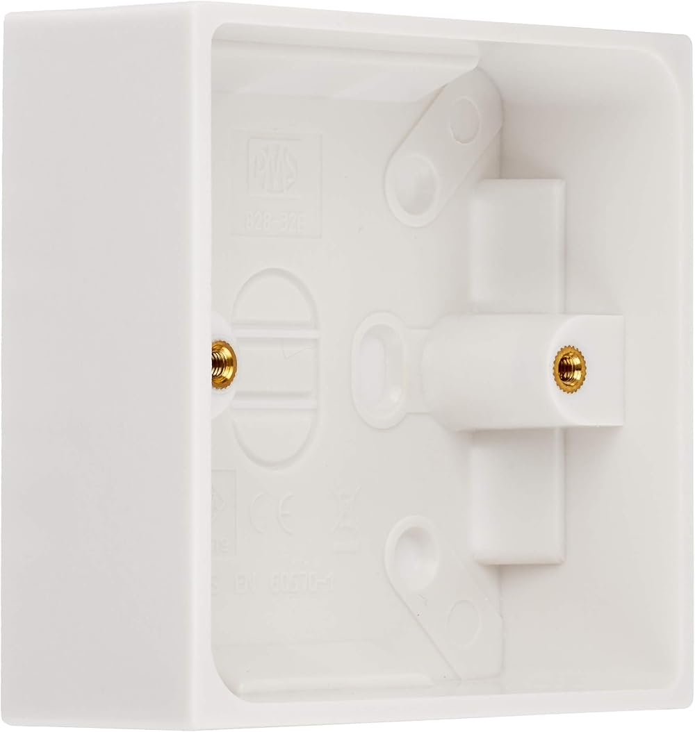 Merriway BH04175 Moulded Surface Pattress Back Box 1-Gang 35mm Deep White