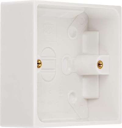 Merriway BH04175 Moulded Surface Pattress Back Box 1-Gang 35mm Deep White
