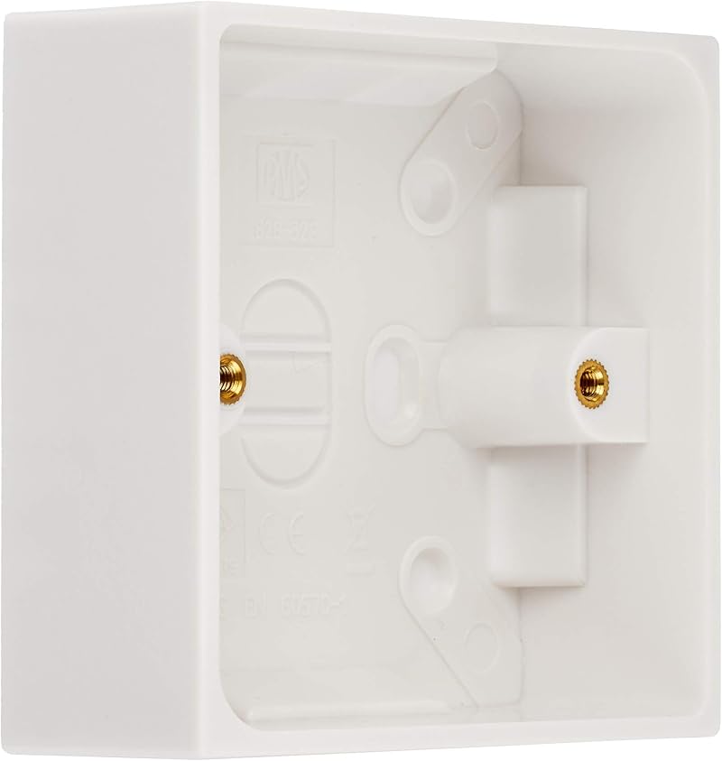 Merriway BH04175 Moulded Surface Pattress Back Box 1-Gang 35mm Deep White