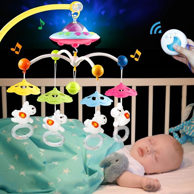 Mobile Pour Lit De Bebe Musical Berceau Musical Pour Bebe Mobile Avec Projecteur Et Lumieres Berceau De Musique Pour Bebe Lit Mobile Cloche Jouet Suspendu Hochets Cadeau De Projection Bebe Et Puericulture