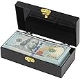 YINSHCO Black Acrylic Lockable Cash Box, Cash Organizer Money Holder, Single Row Currency Organizer Tray, Money Storage Box with Lockable Cover Money Container for Cash Storage Saving Collector