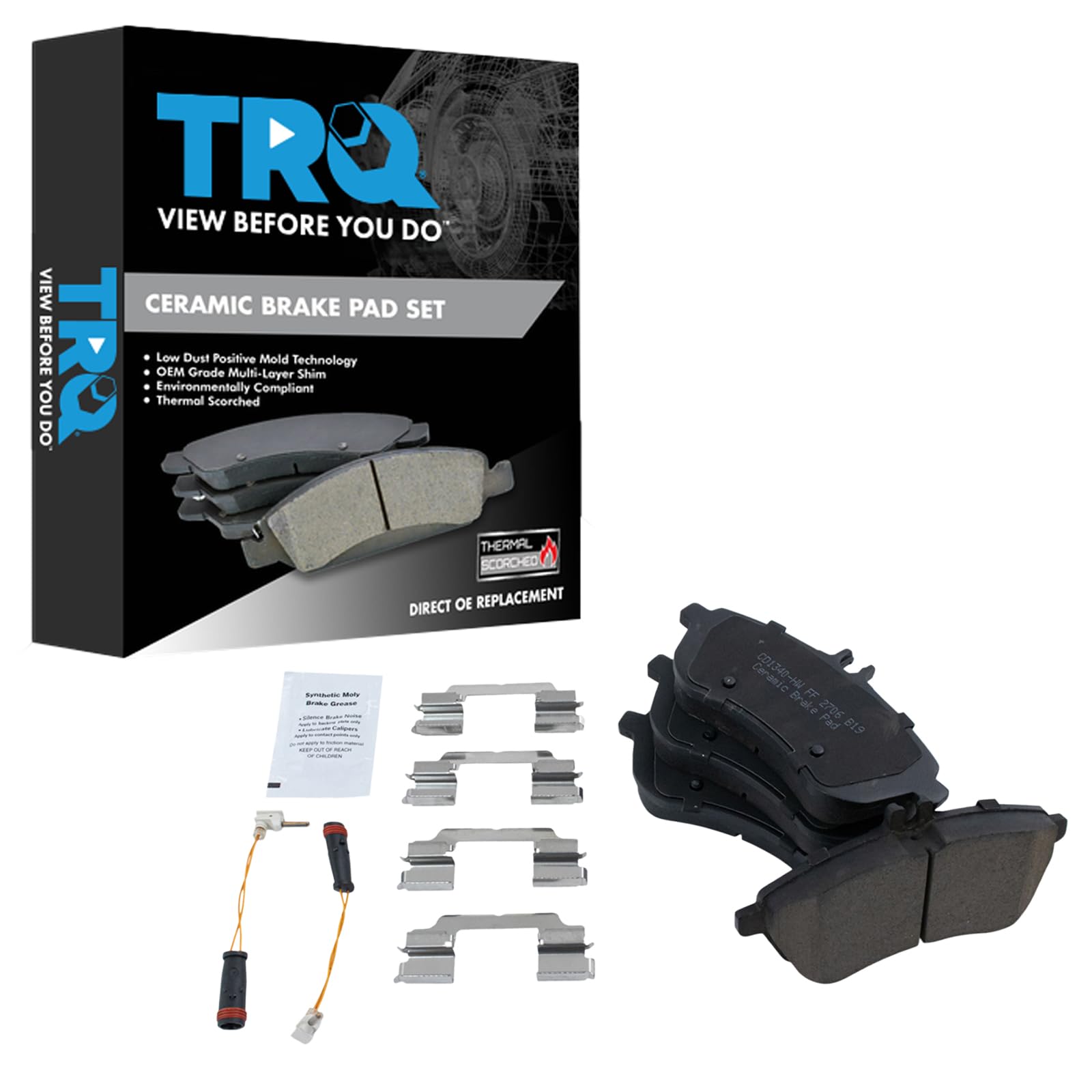 TRQ Front Brake Pads Ceramic Compatible with