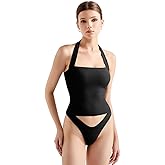 SUUKSESS Women Double Lined Halter Going Out Tops Open Back Basic Cami Tank Tops