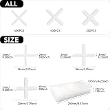 Boloest 1000pcs Tile Spacers 2mm 3mm 5mm Plastic Cross Shaped White view 2