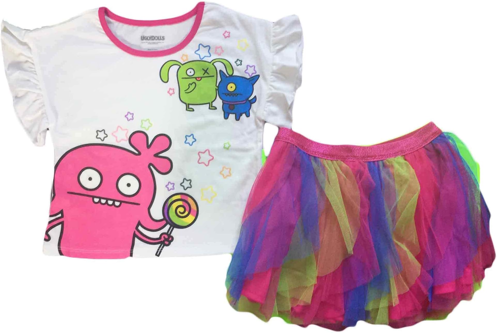 Ugly Dolls Girls Tutu Skirt and Shirt Clothing Set (M 7/8) Pink